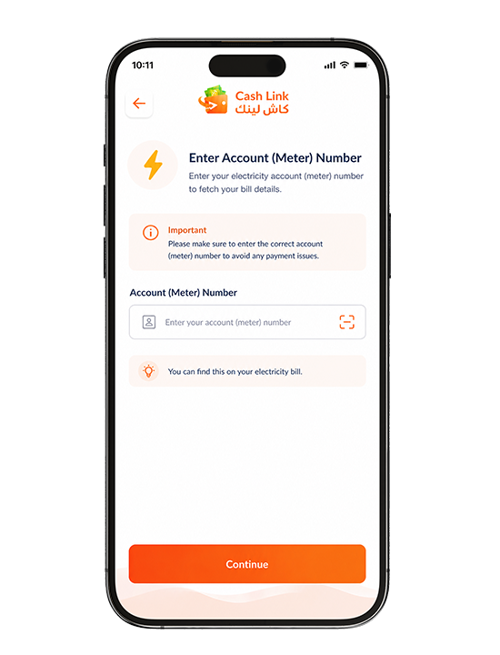 Enter your Electricity Account or Meter Number