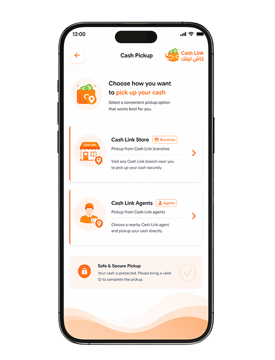 Select how you want to pickup your cash  