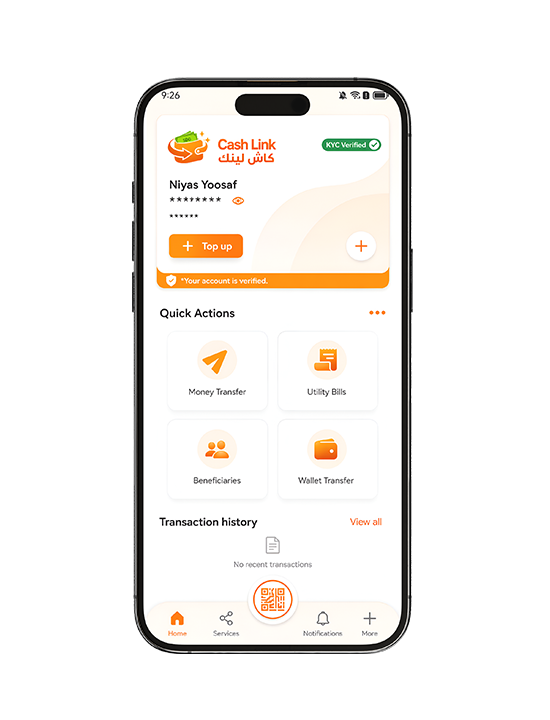 Receive money internationally with Cash Link ease.